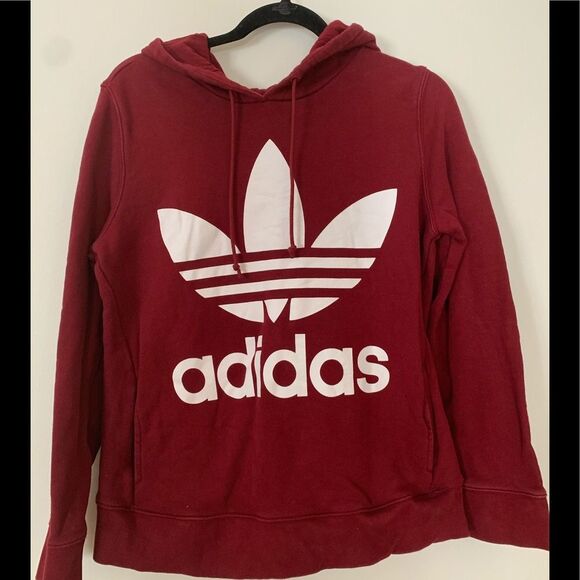 Adidas maroon hoodie, drawstring, side pockets, great condition, Small - Picture 1 of 6